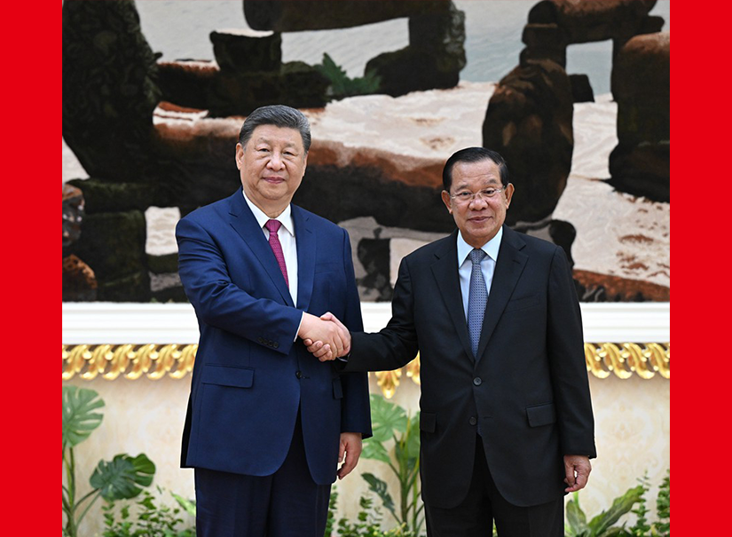 习近平会见柬埔寨人民党主席、参议院主席洪森